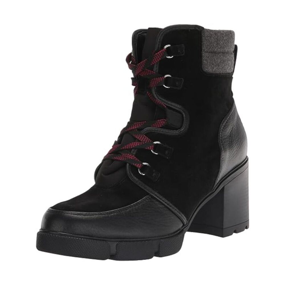 NATURALIZER Womens Black Myla Round Toe Block Heel Leather Heeled Boots 7.5 M